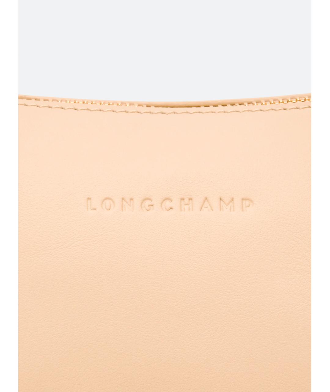 LONGCHAMP Бежевая кожаная сумка с короткими ручками, фото 5
