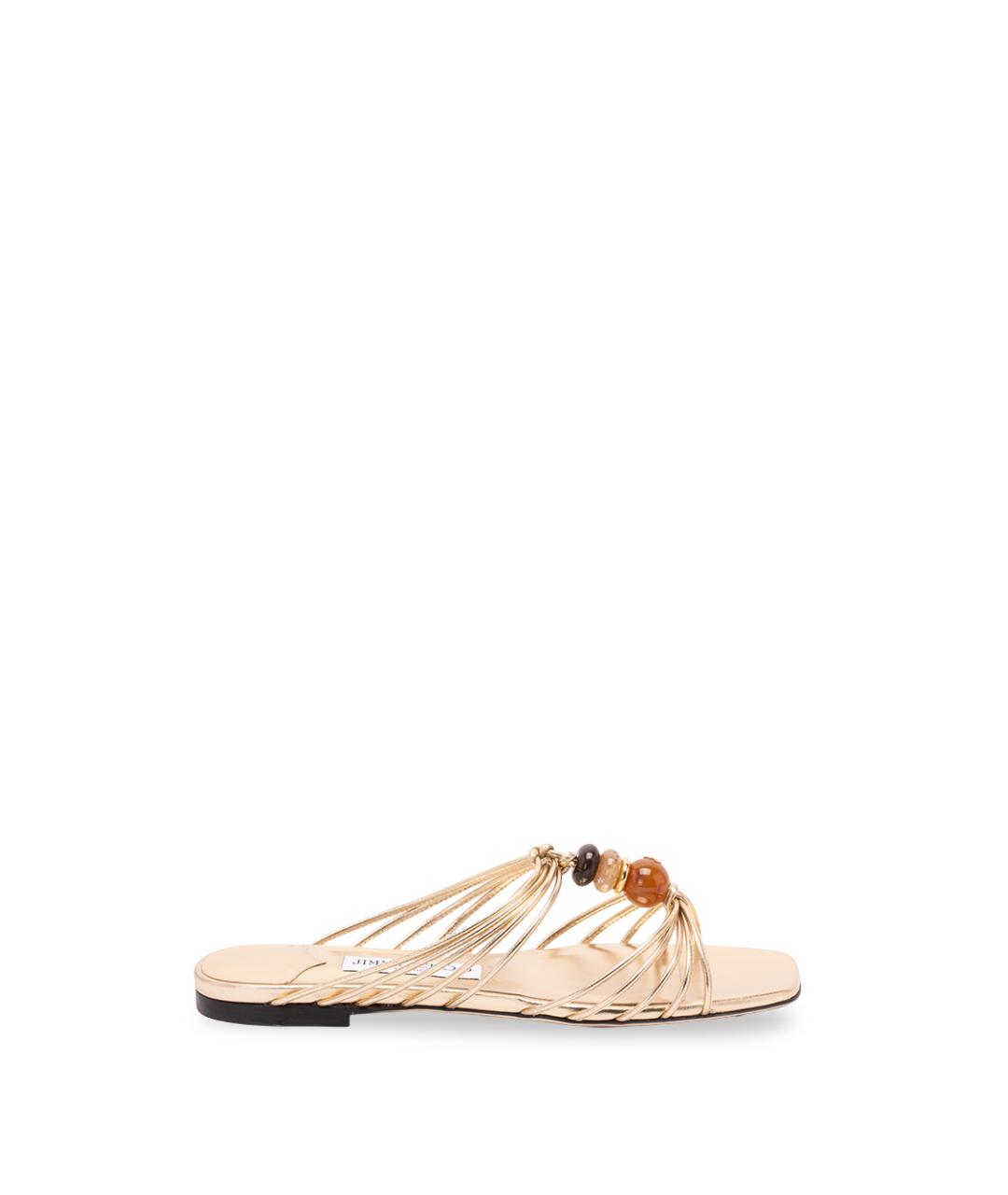 JIMMY CHOO Золотые кожаные сандалии, фото 1
