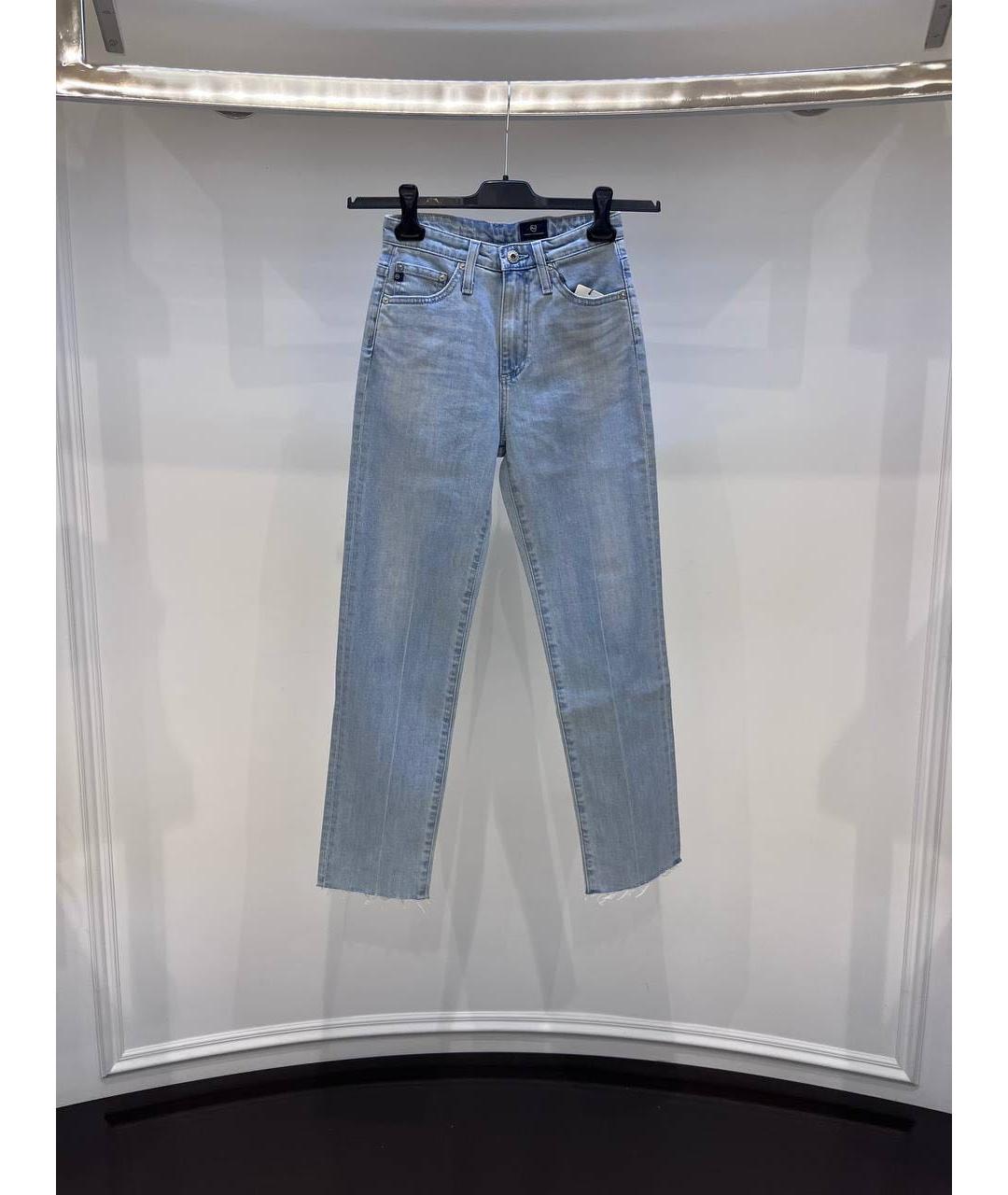 AG JEANS Голубые хлопковые джинсы слим, фото 4