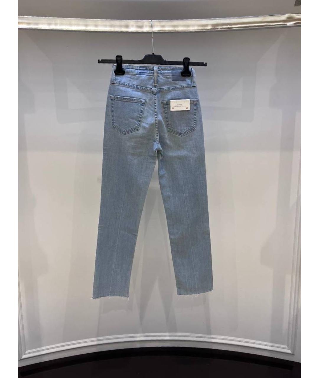 AG JEANS Голубые хлопковые джинсы слим, фото 2