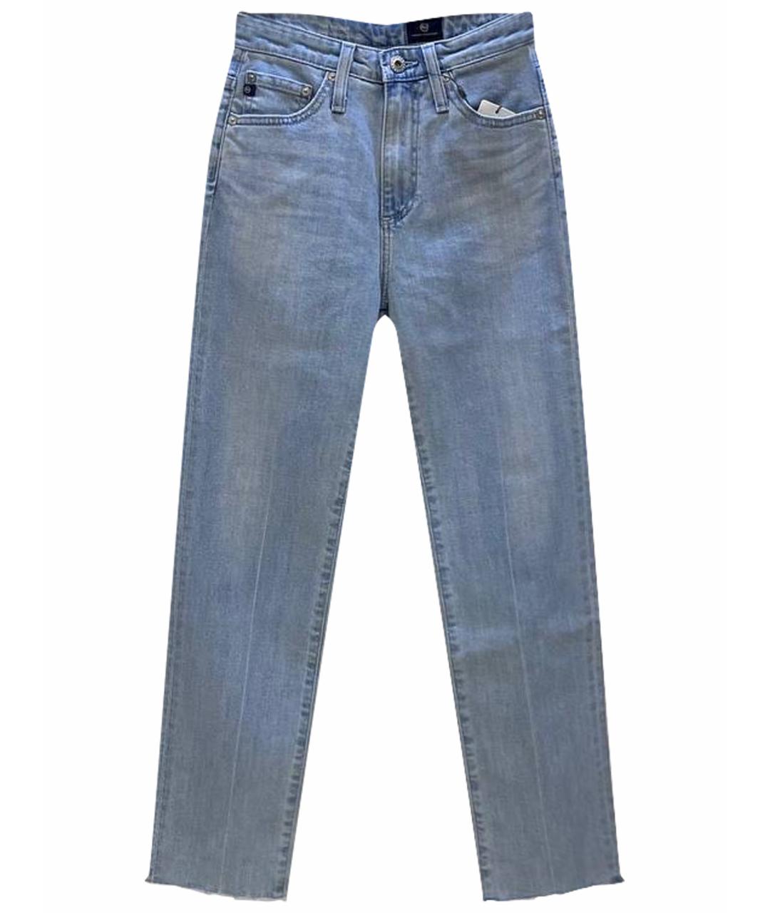 AG JEANS Голубые хлопковые джинсы слим, фото 1
