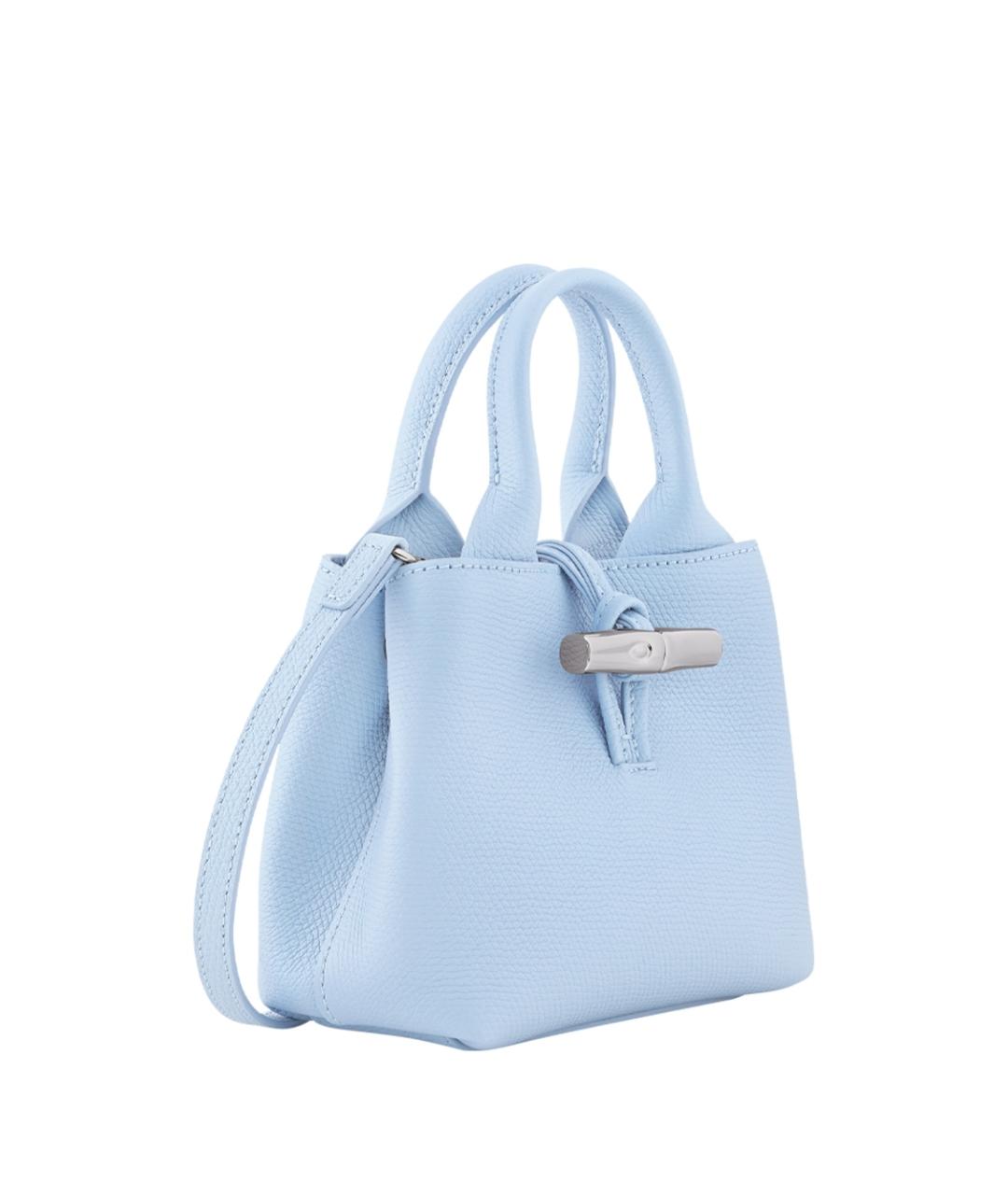 LONGCHAMP Голубая кожаная сумка тоут, фото 3