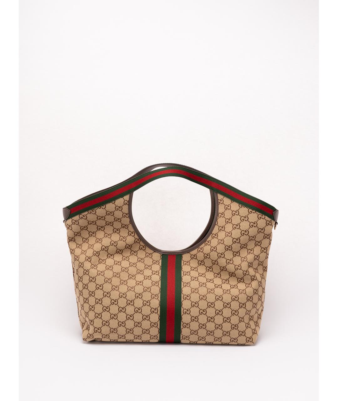 GUCCI Бежевая хлопковая сумка с короткими ручками, фото 2