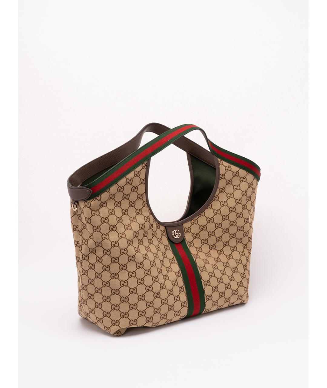 GUCCI Бежевая хлопковая сумка с короткими ручками, фото 3