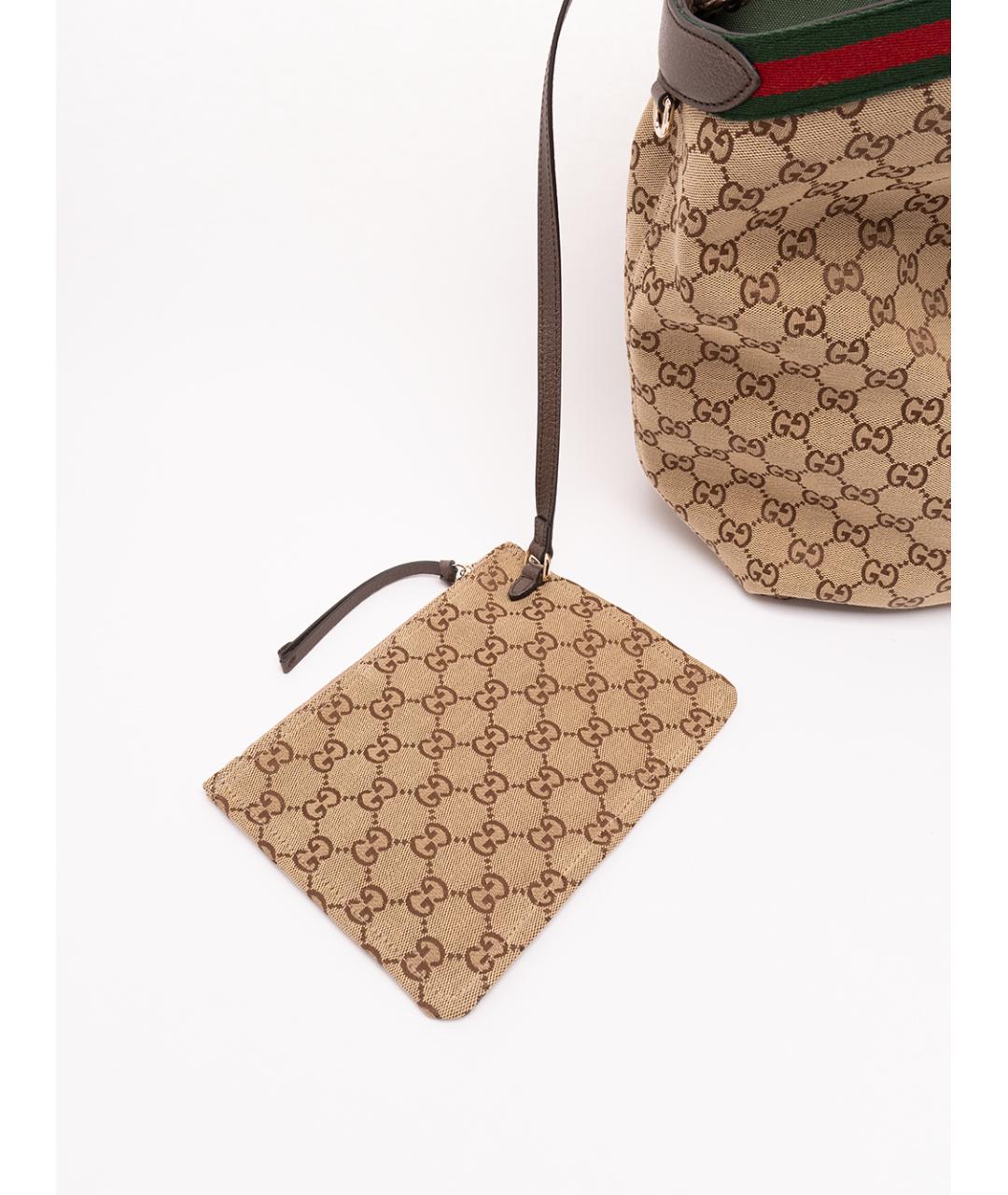 GUCCI Бежевая хлопковая сумка с короткими ручками, фото 5