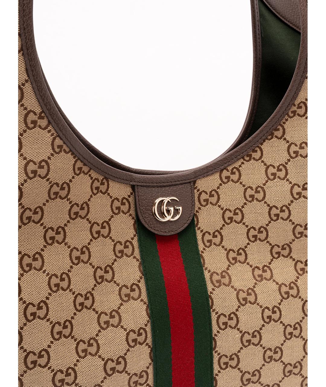 GUCCI Бежевая хлопковая сумка с короткими ручками, фото 4