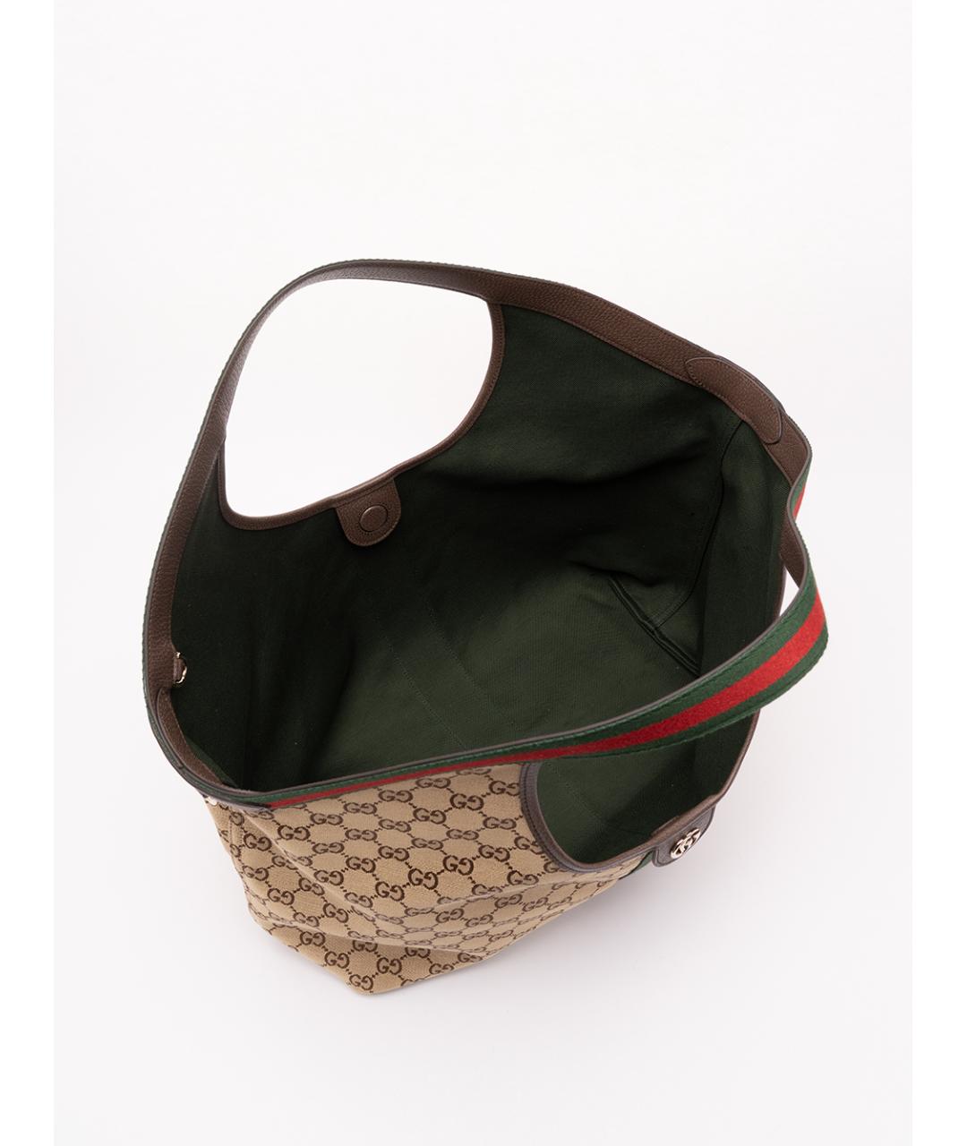 GUCCI Бежевая хлопковая сумка с короткими ручками, фото 6