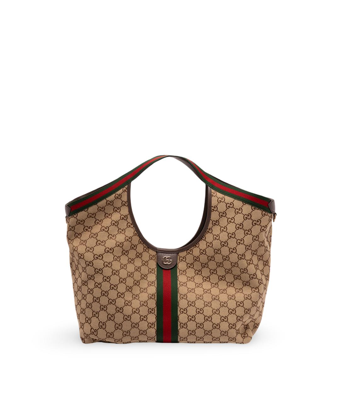 GUCCI Бежевая хлопковая сумка с короткими ручками, фото 1
