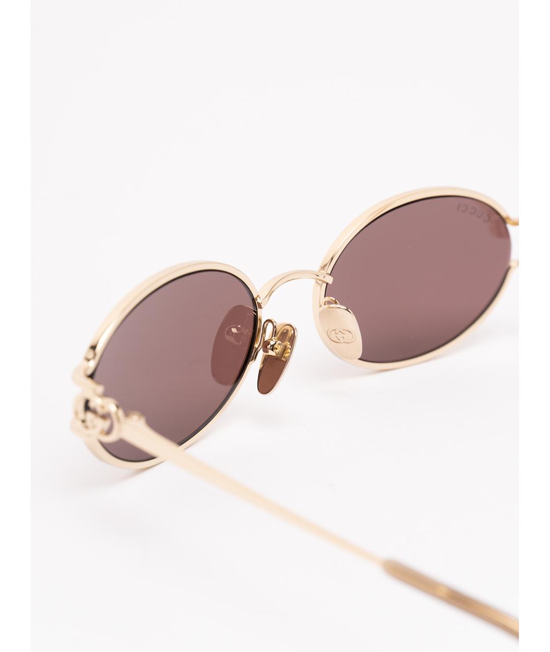 GUCCI Коричневые металлические солнцезащитные очки, фото 3