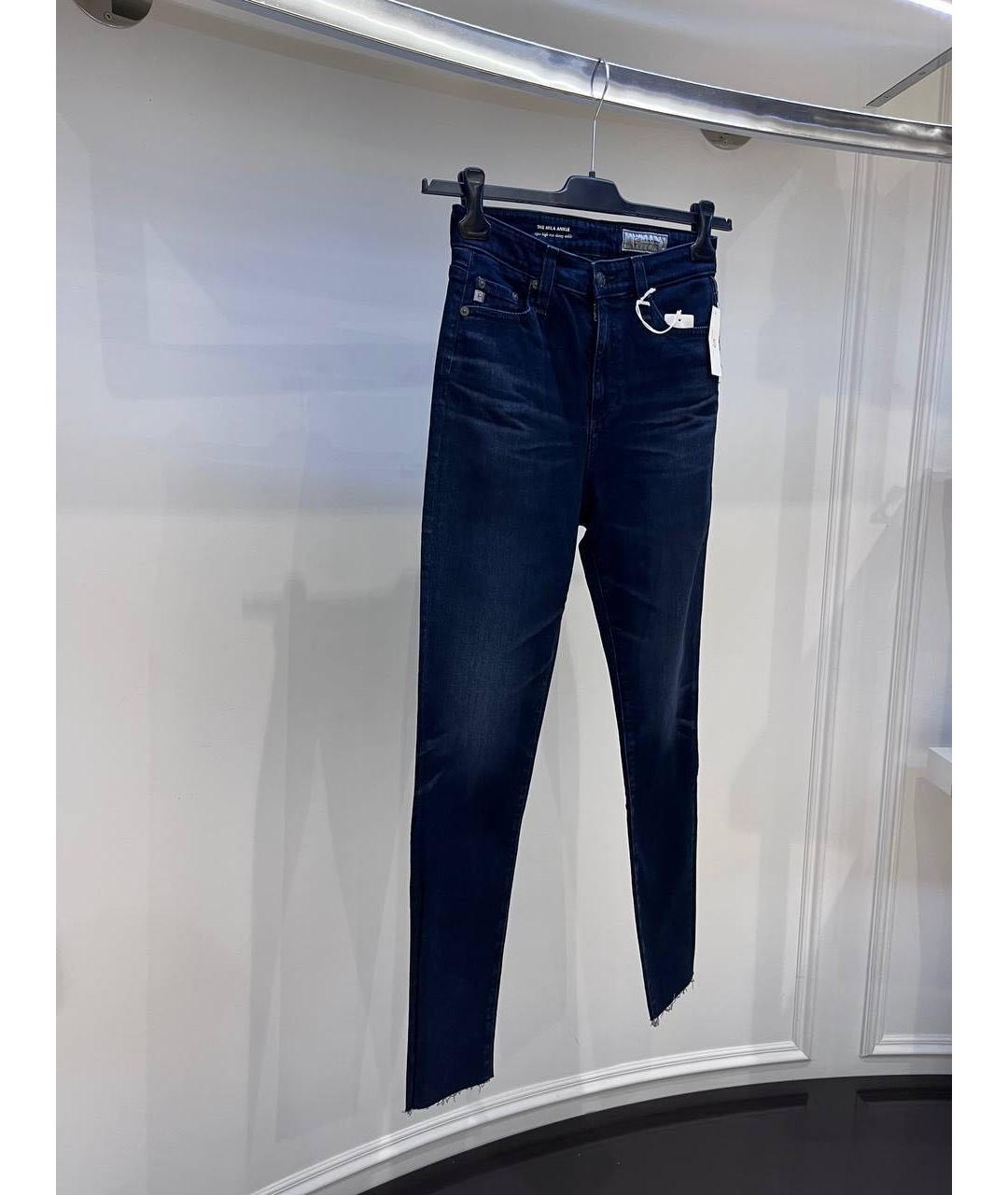 AG JEANS Темно-синие хлопковые джинсы слим, фото 3