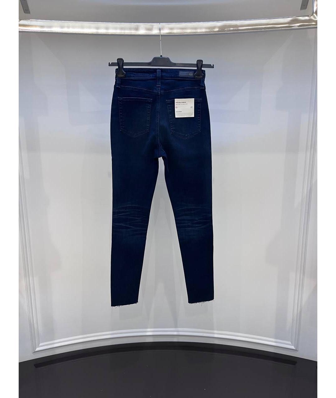 AG JEANS Темно-синие хлопковые джинсы слим, фото 2