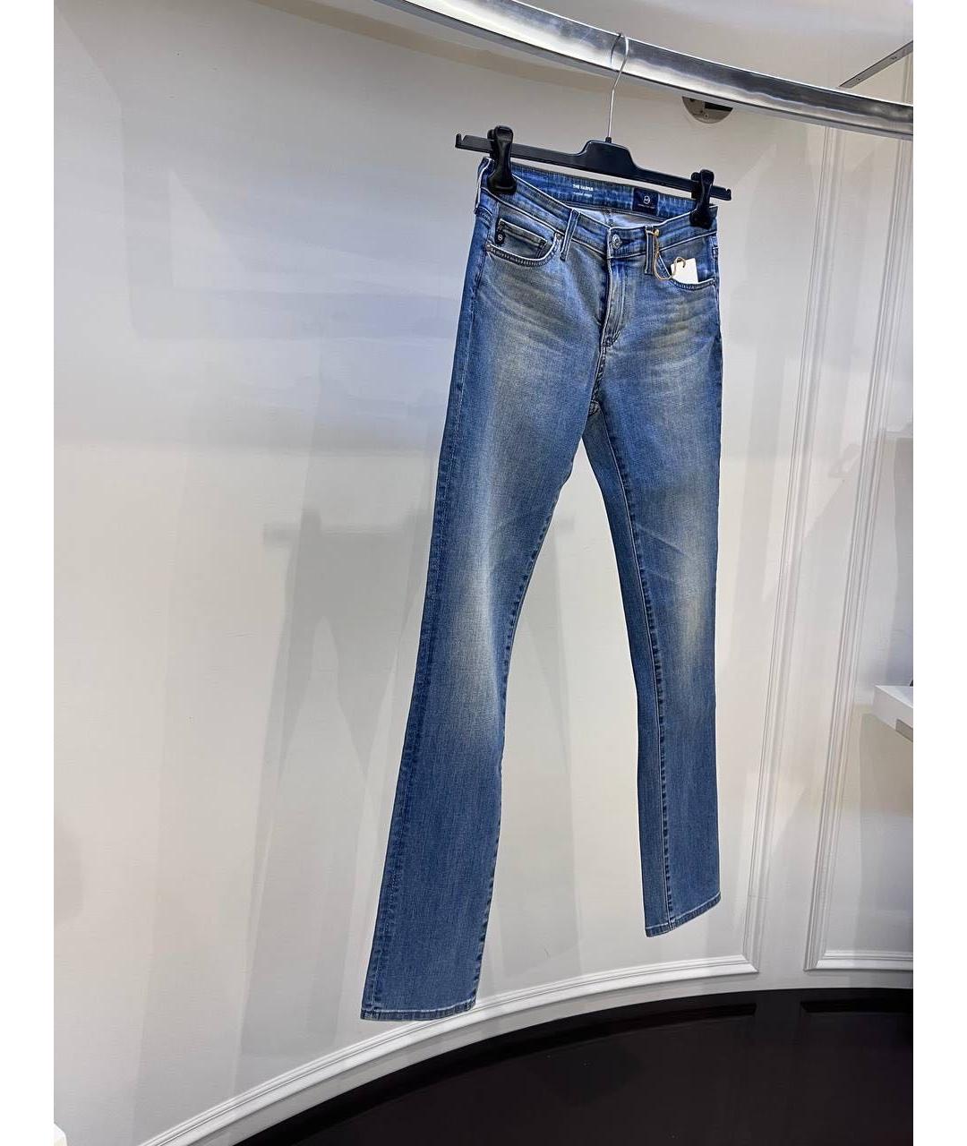 AG JEANS Синие хлопковые джинсы слим, фото 3