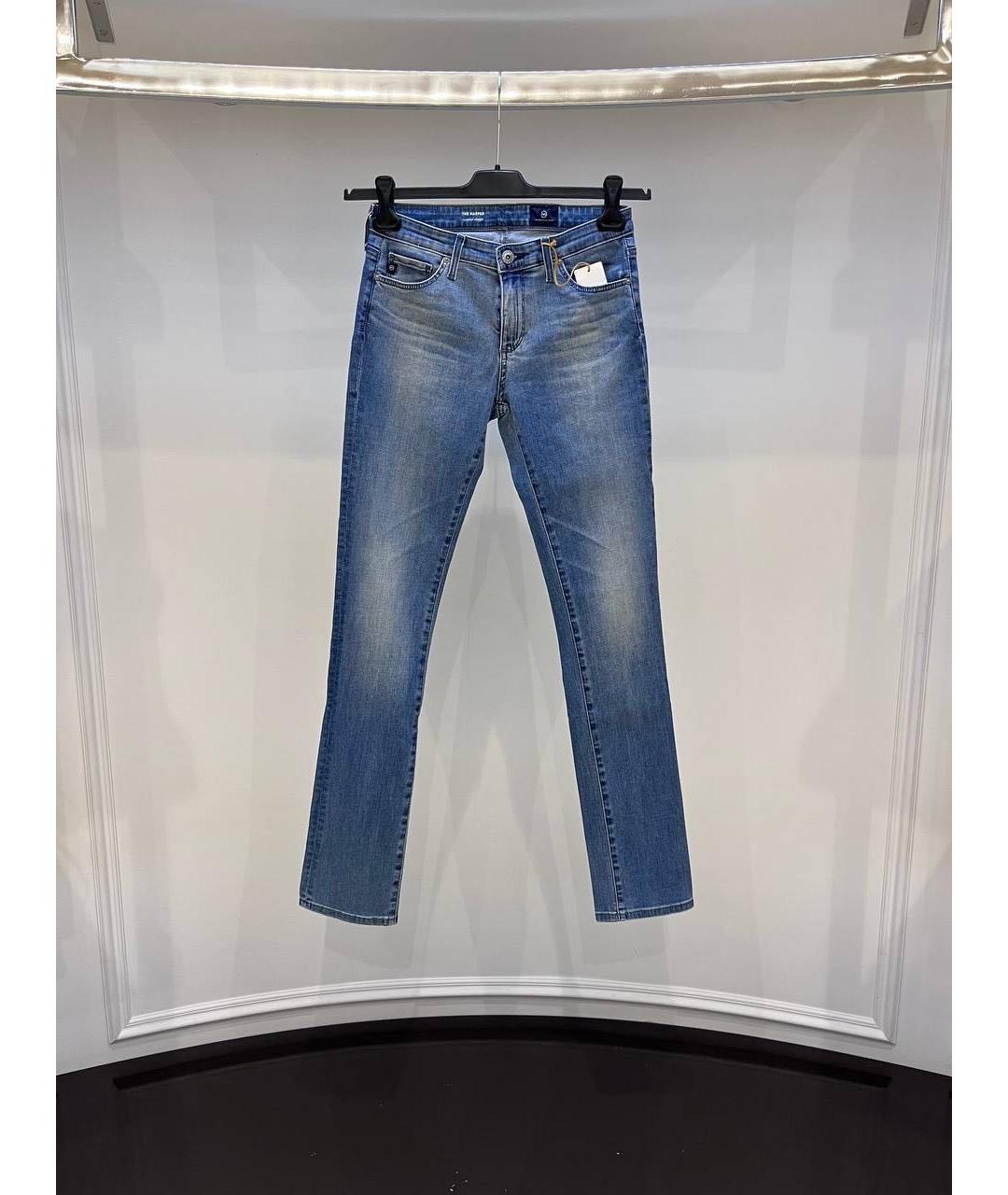 AG JEANS Синие хлопковые джинсы слим, фото 4
