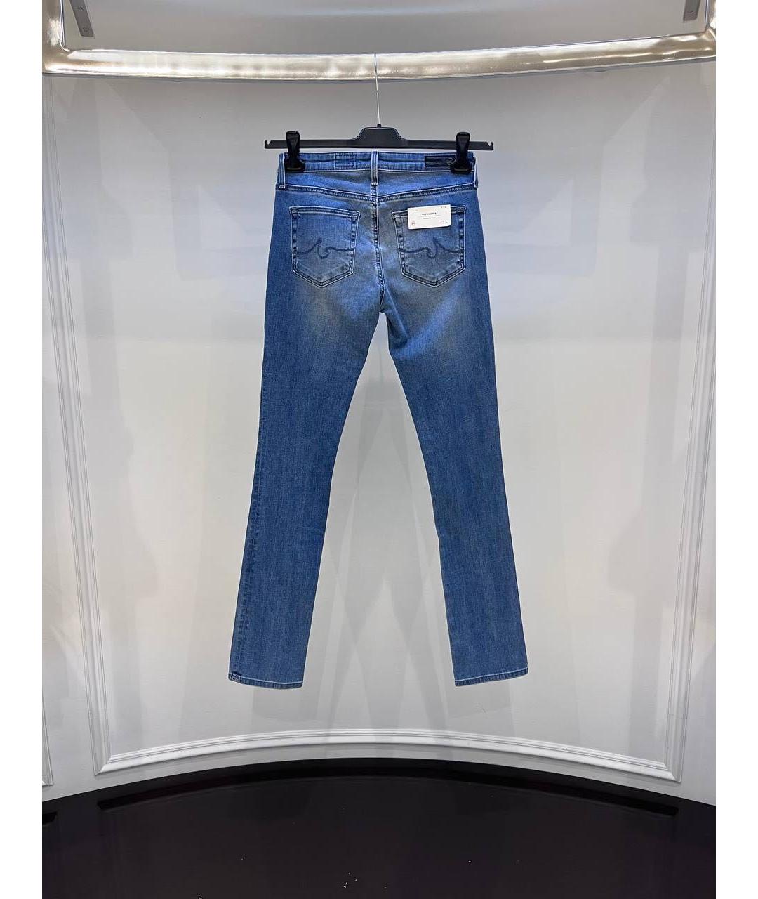 AG JEANS Синие хлопковые джинсы слим, фото 2