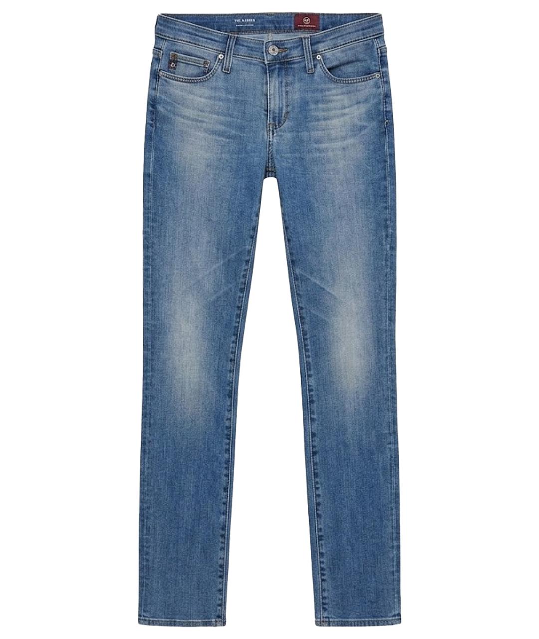 AG JEANS Синие хлопковые джинсы слим, фото 1