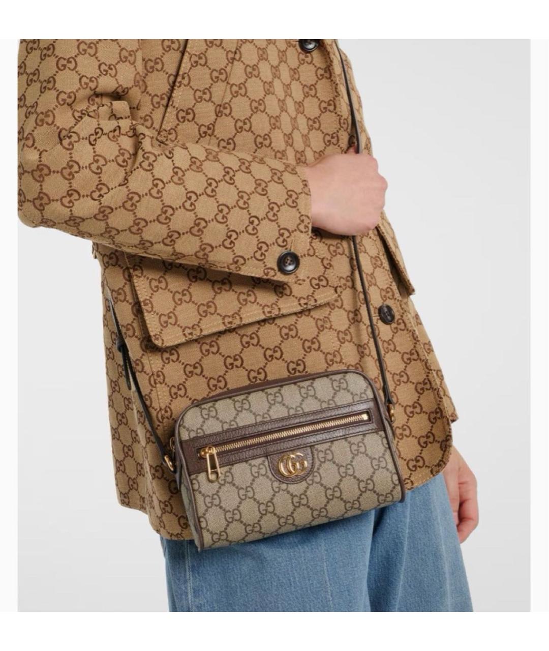 GUCCI Коричневая сумка через плечо из искусственной кожи, фото 3