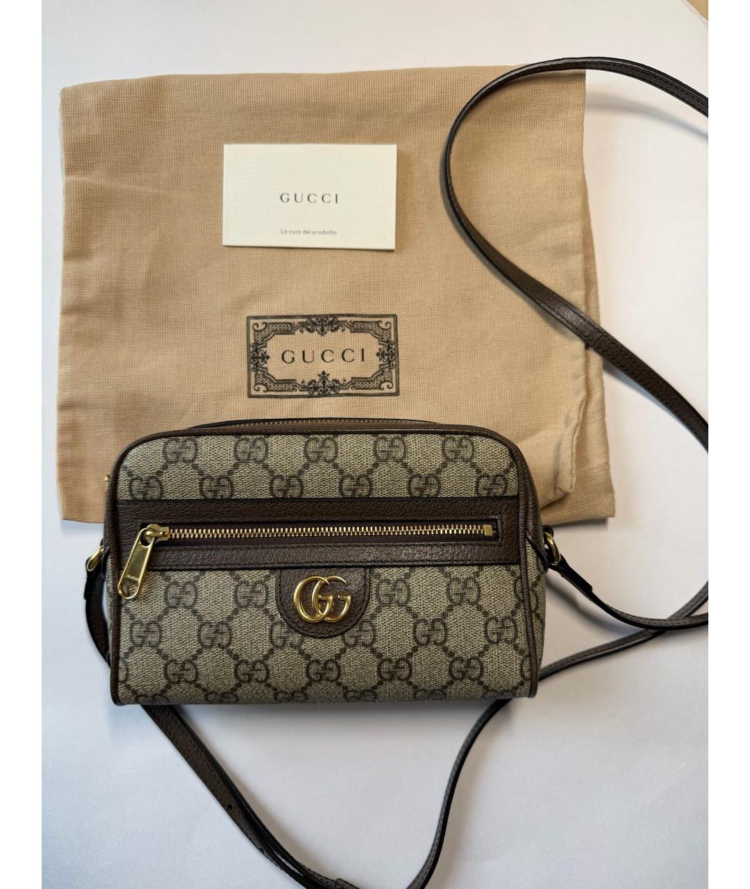 GUCCI Коричневая сумка через плечо из искусственной кожи, фото 4