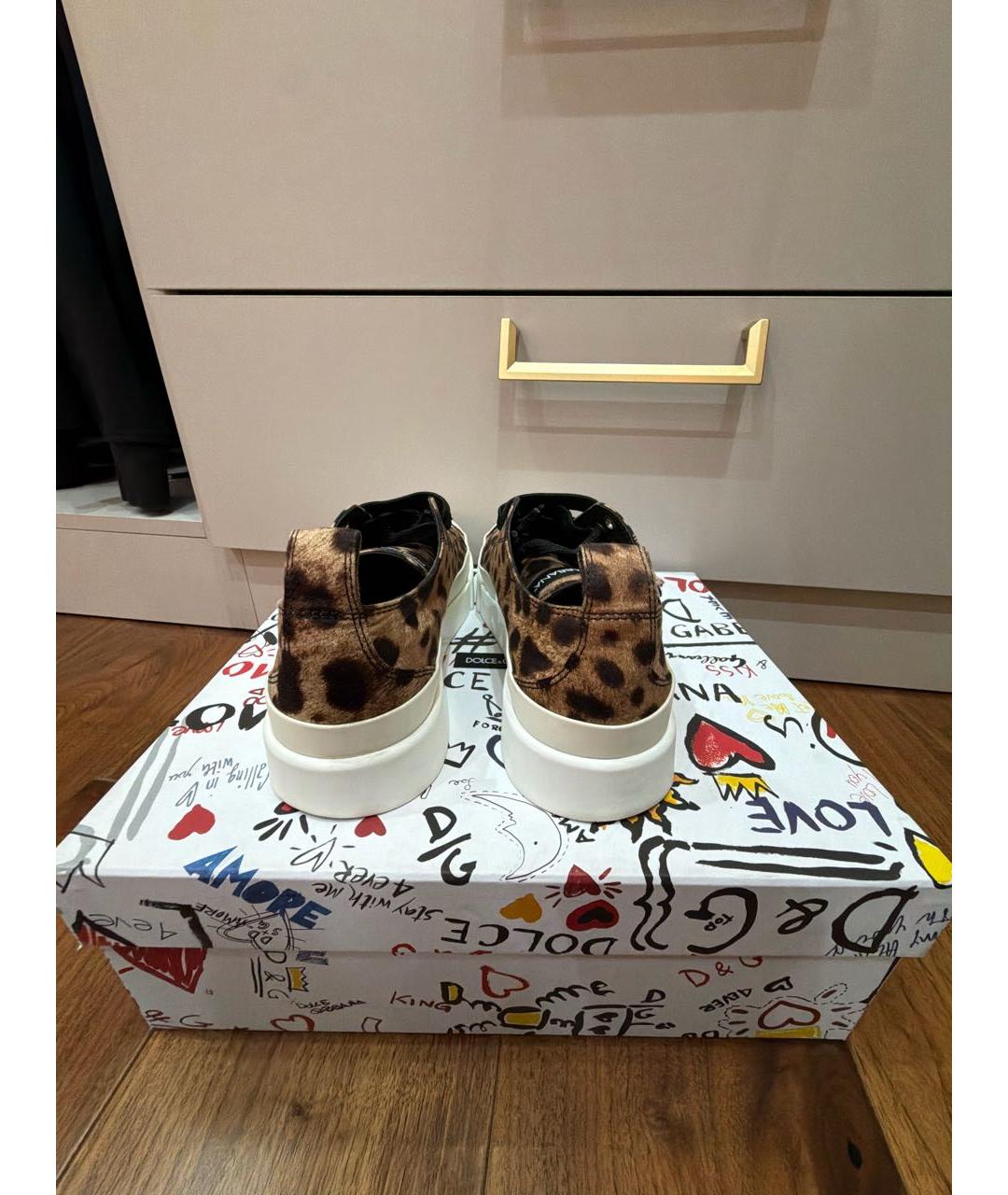 DOLCE&GABBANA Коричневые текстильные кеды, фото 4