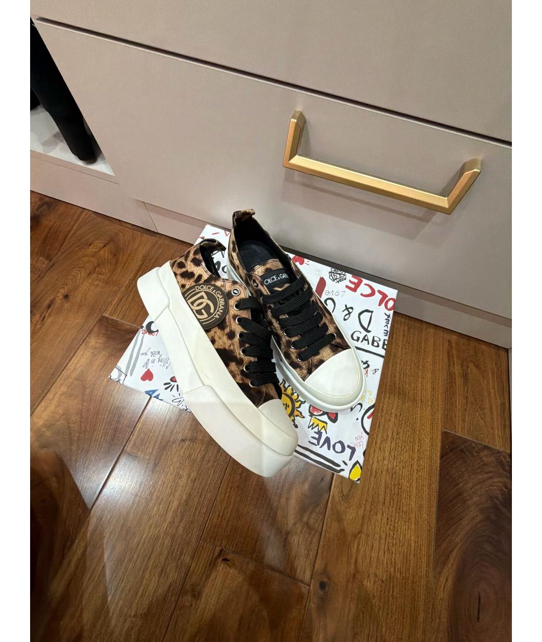DOLCE&GABBANA Коричневые текстильные кеды, фото 6