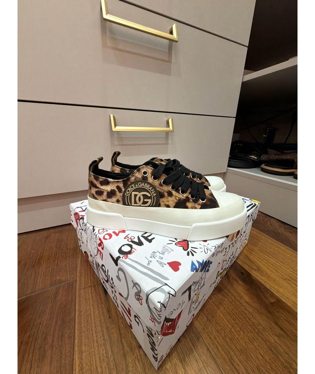 DOLCE&GABBANA Коричневые текстильные кеды, фото 7
