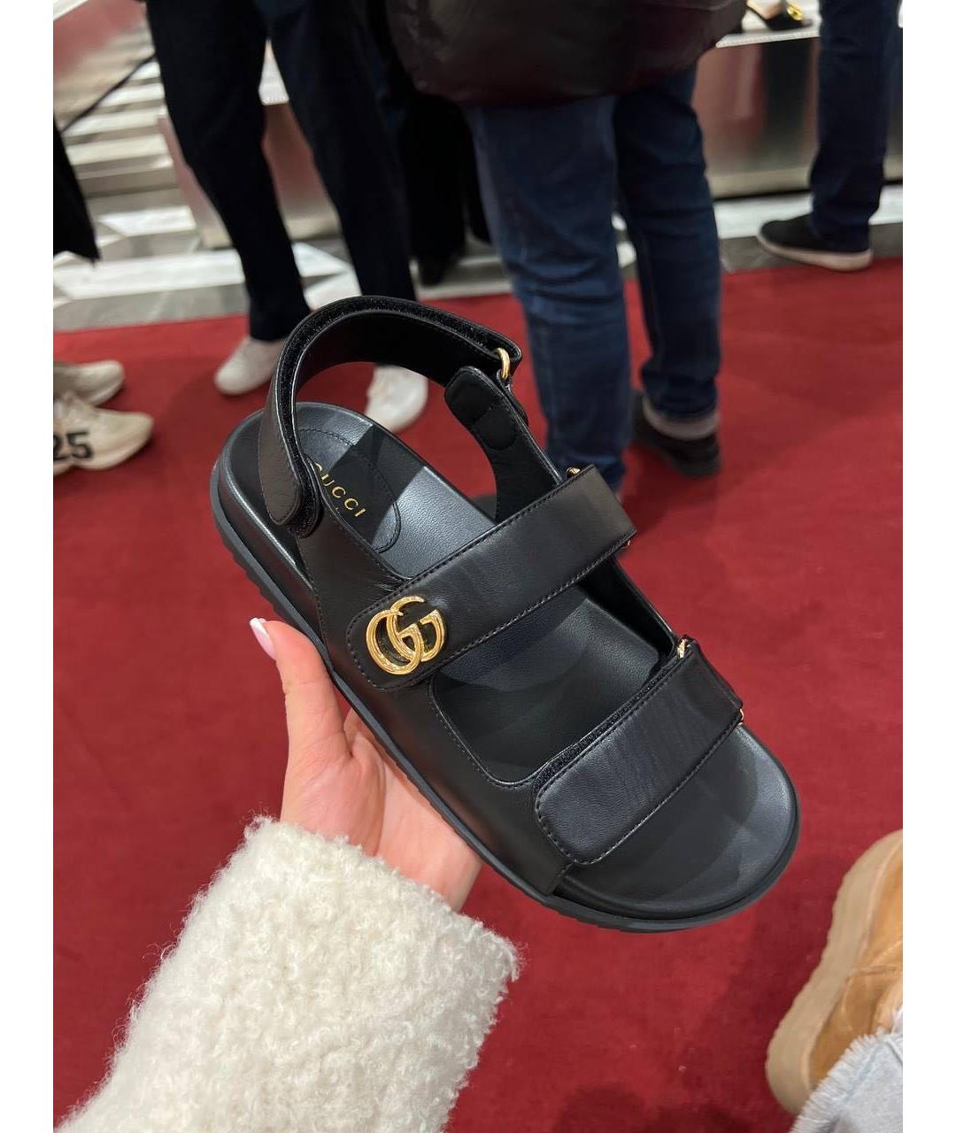 GUCCI Черные кожаные сандалии, фото 6