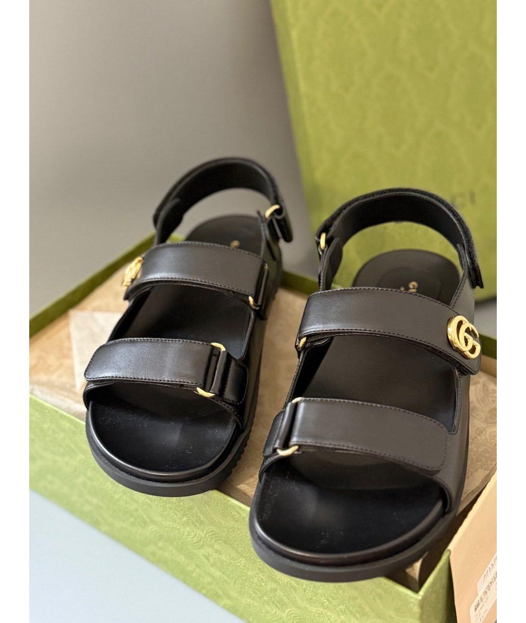 GUCCI Черные кожаные сандалии, фото 3