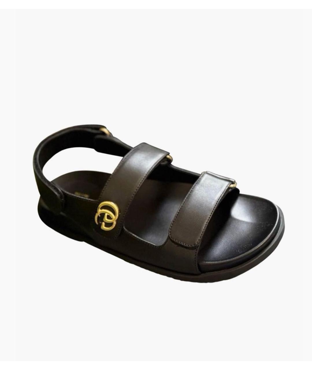 GUCCI Черные кожаные сандалии, фото 1