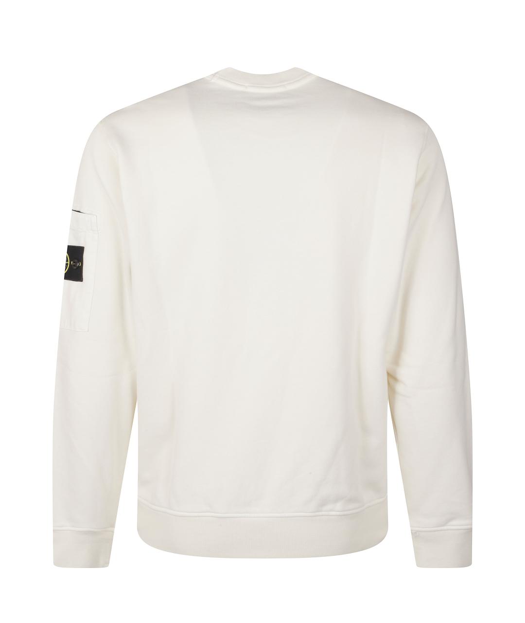 STONE ISLAND Белый хлопковый джемпер / свитер, фото 3