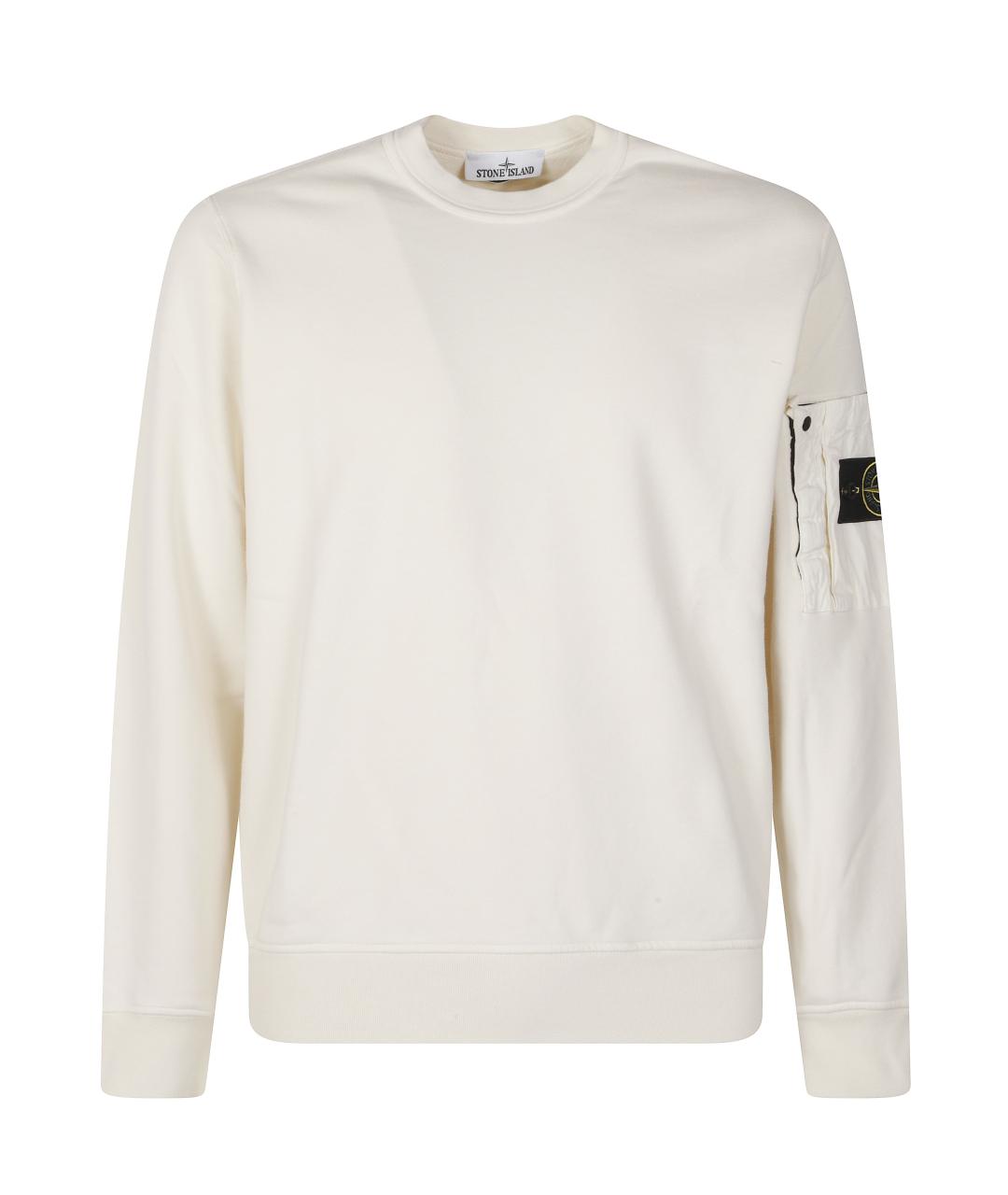 STONE ISLAND Белый хлопковый джемпер / свитер, фото 1