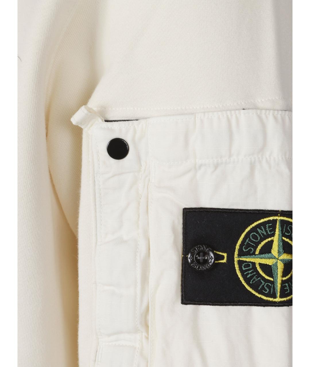 STONE ISLAND Белый хлопковый джемпер / свитер, фото 2