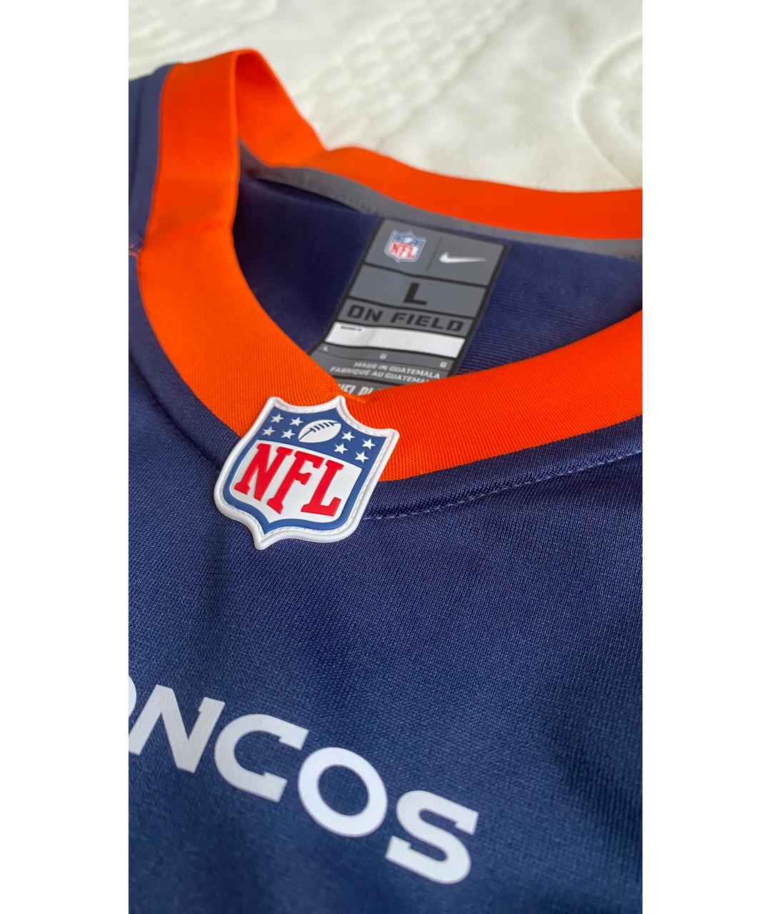 NIKE Синяя хлопко-полиэстеровая футболка, фото 2