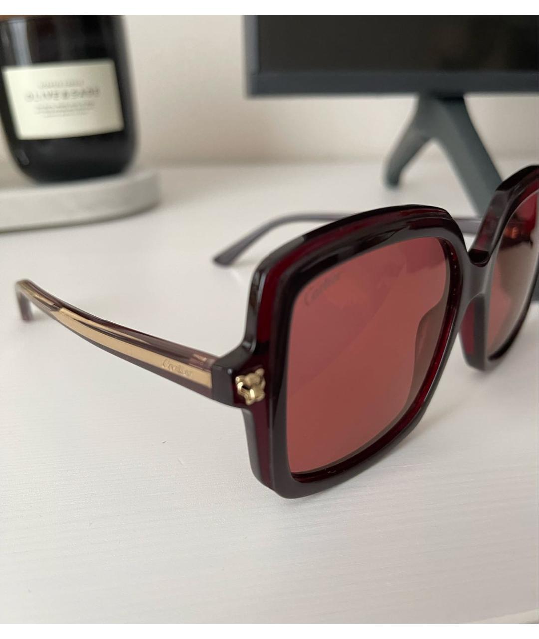 CARTIER Бордовые пластиковые солнцезащитные очки, фото 3