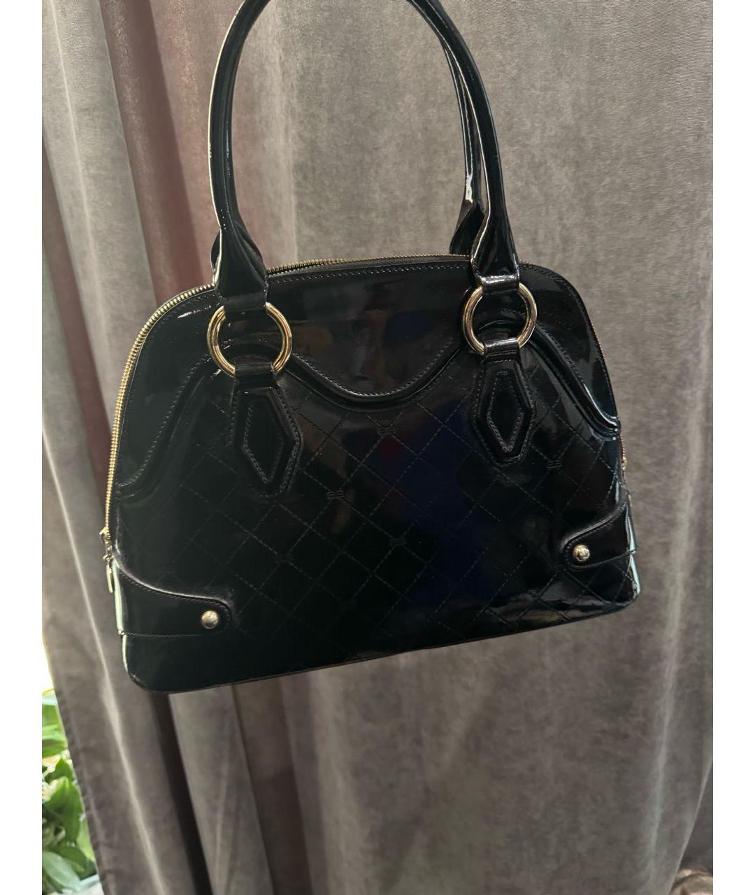 BALENCIAGA Черная сумка с короткими ручками из лакированной кожи, фото 2