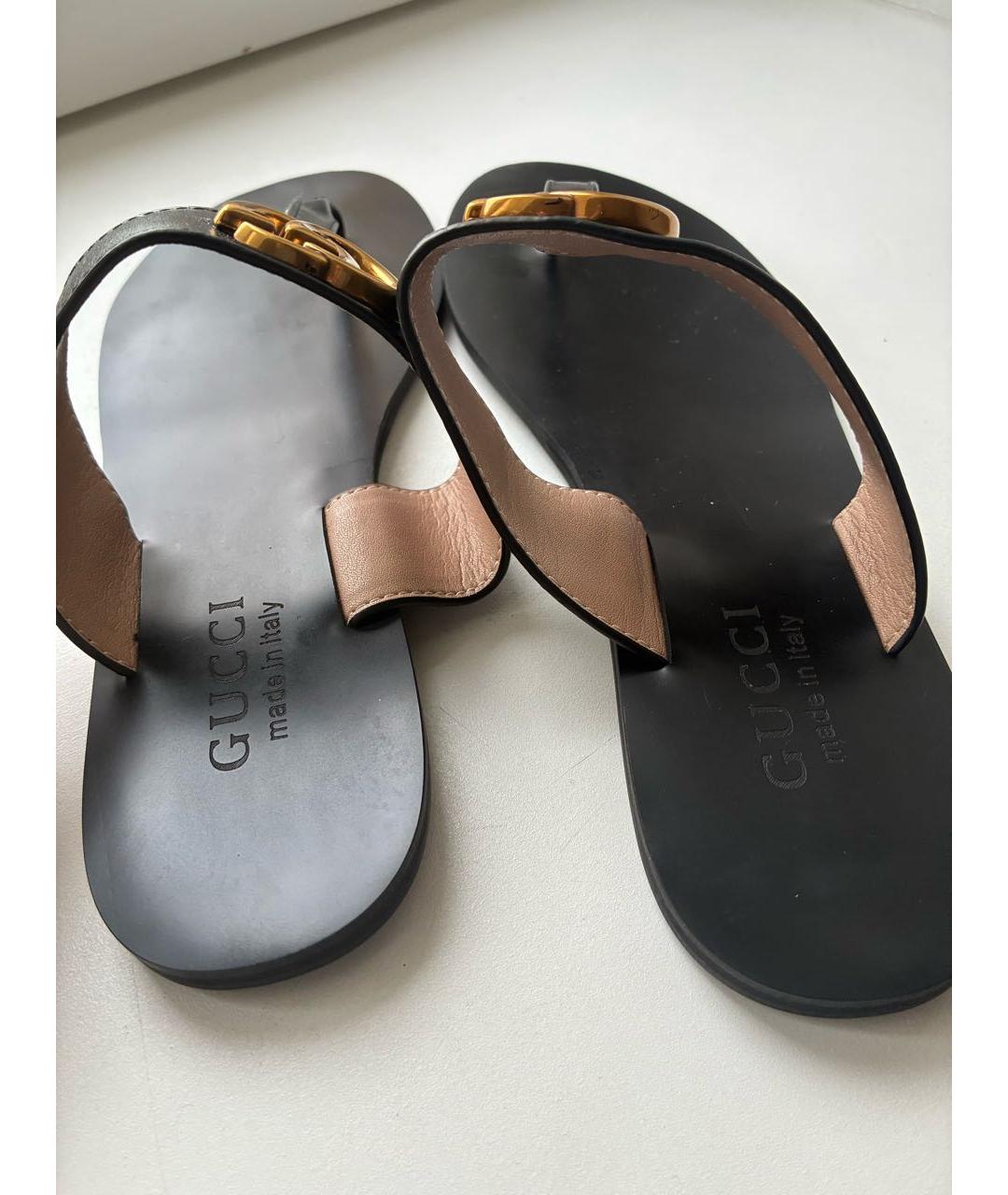 GUCCI Черные кожаные шлепанцы, фото 4
