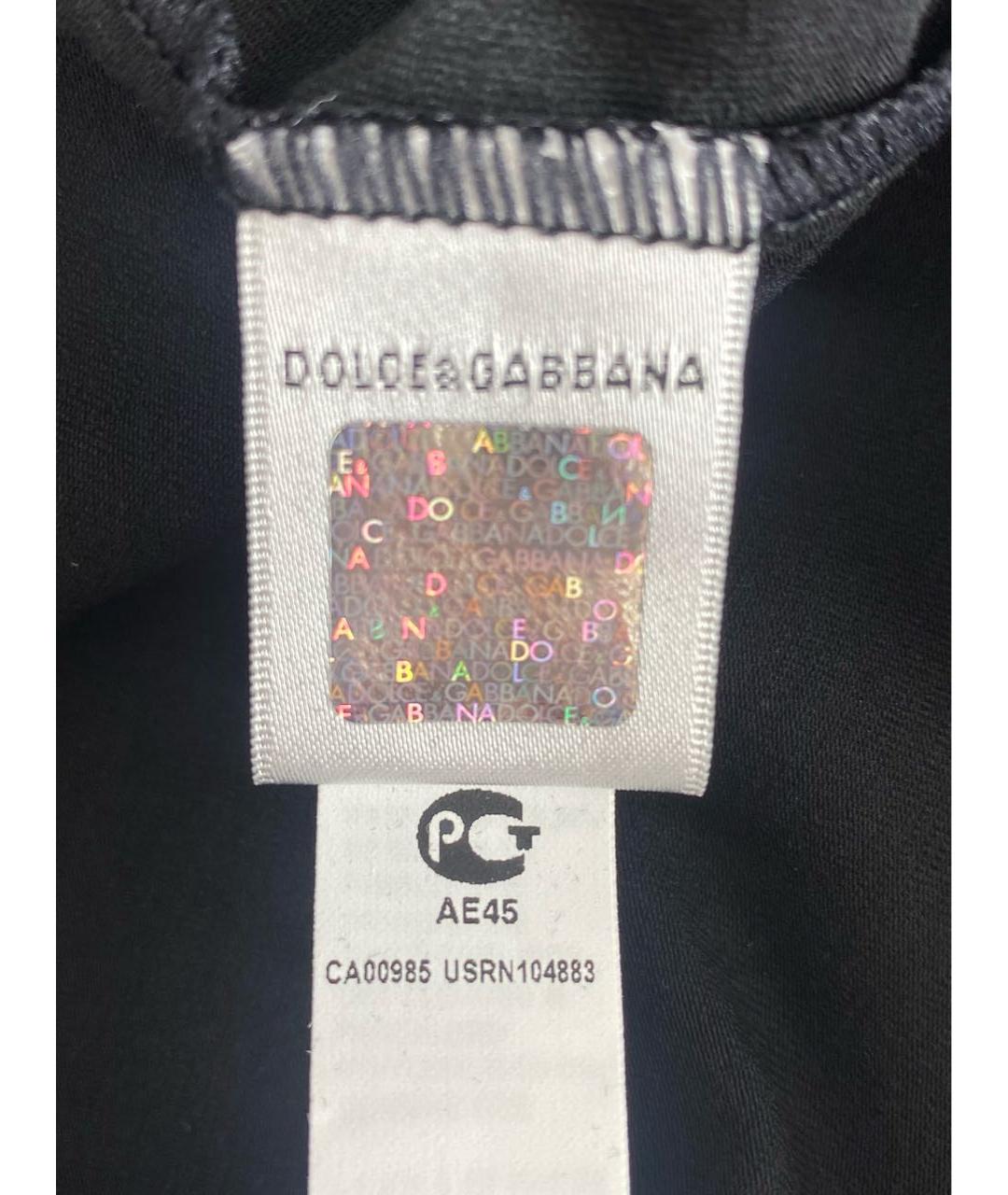 DOLCE&GABBANA Черная хлопко-эластановая футболка, фото 8