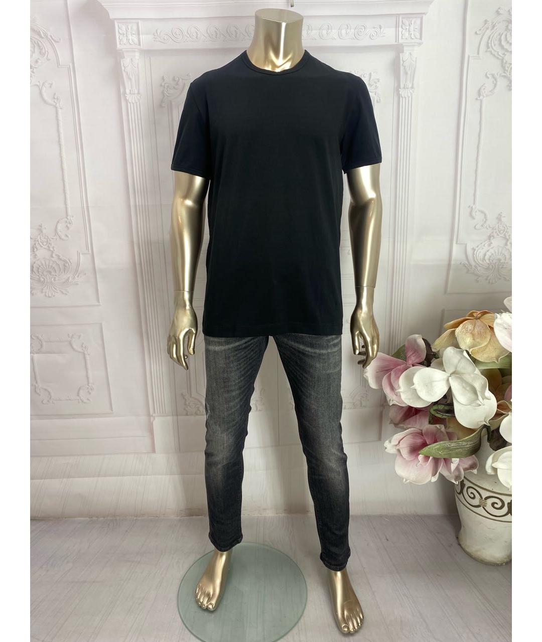 DOLCE&GABBANA Черная хлопко-эластановая футболка, фото 5
