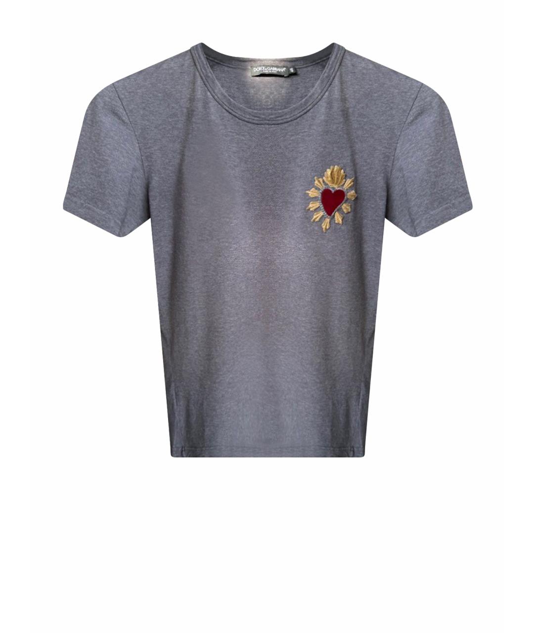DOLCE&GABBANA Серая хлопковая футболка, фото 1