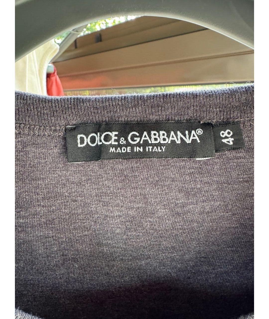 DOLCE&GABBANA Серая хлопковая футболка, фото 3