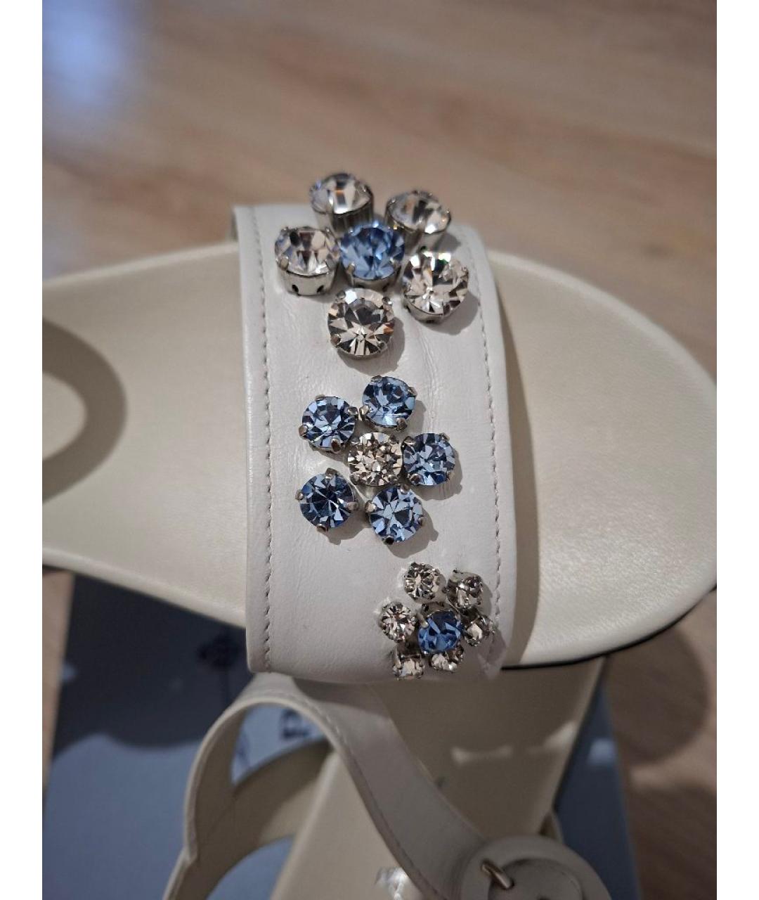 PRADA Белые кожаные босоножки, фото 6