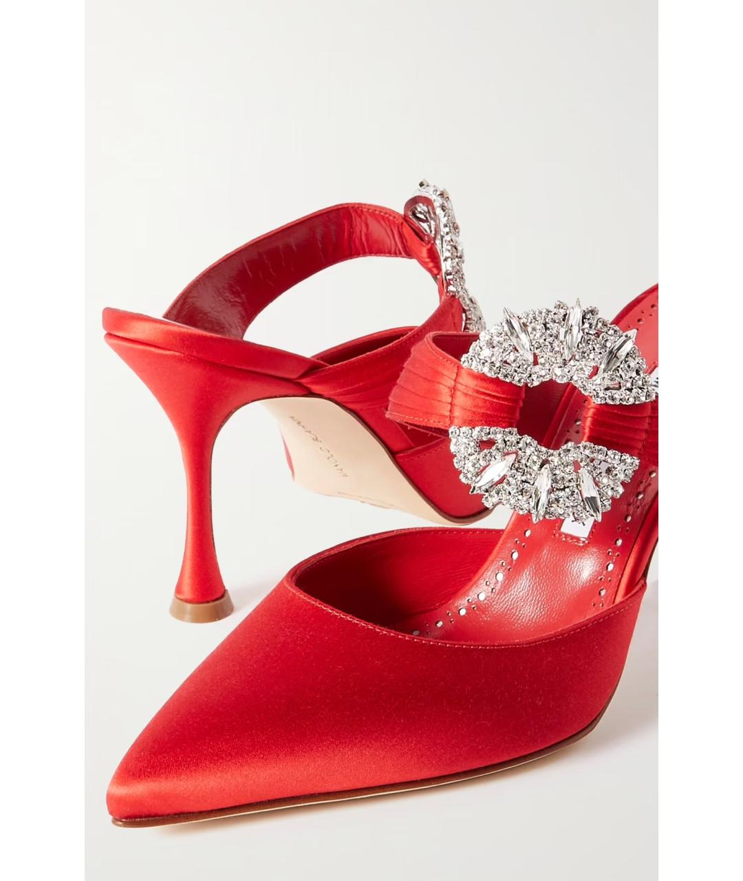 MANOLO BLAHNIK Красные текстильные мюли, фото 3