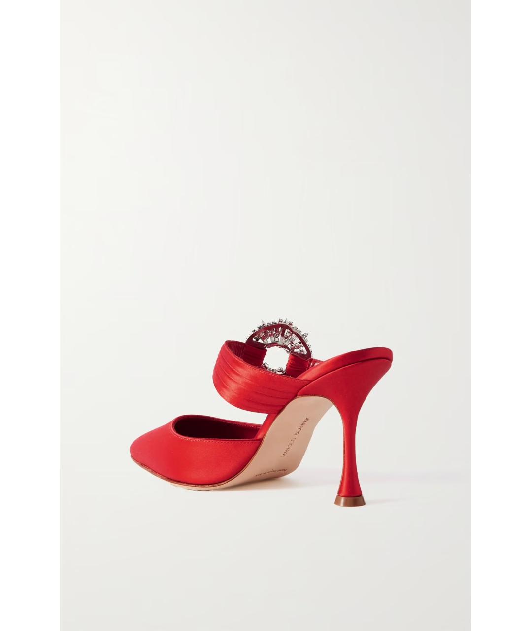 MANOLO BLAHNIK Красные текстильные мюли, фото 4