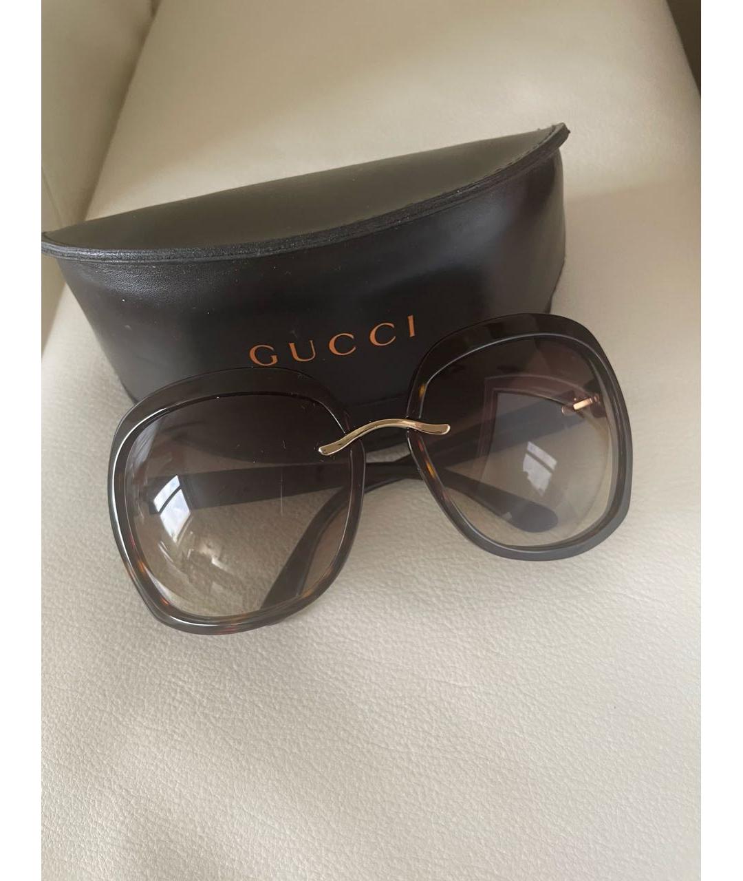 GUCCI Коричневые пластиковые солнцезащитные очки, фото 4