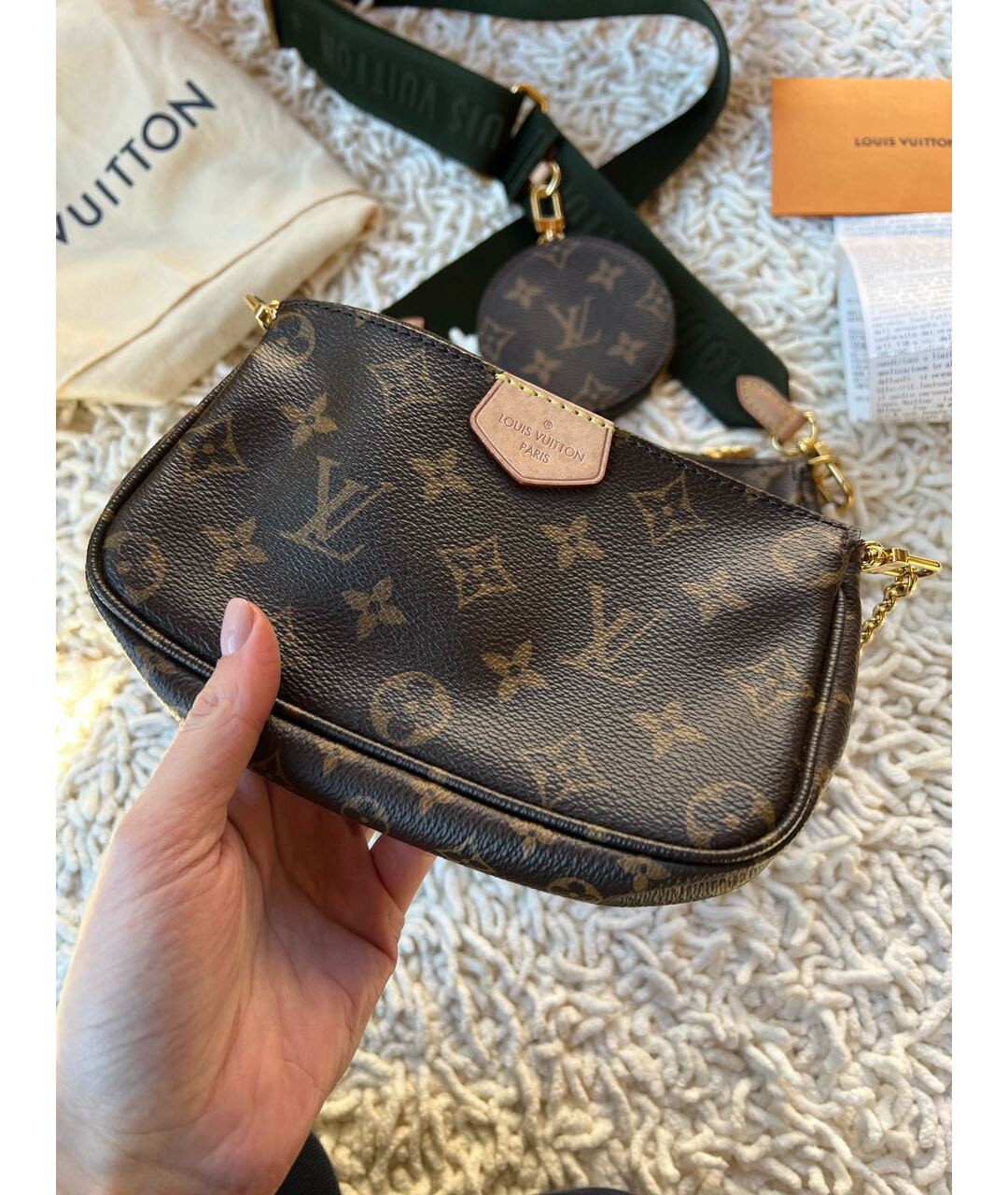 LOUIS VUITTON Хаки кожаная сумка тоут, фото 5