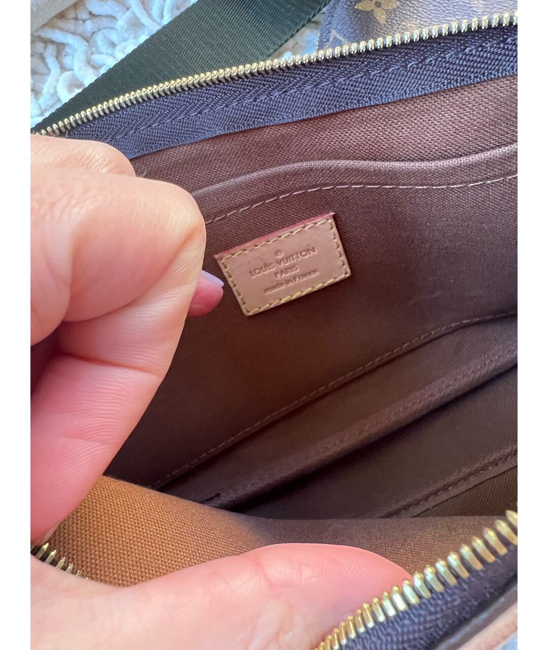 LOUIS VUITTON Хаки кожаная сумка тоут, фото 3