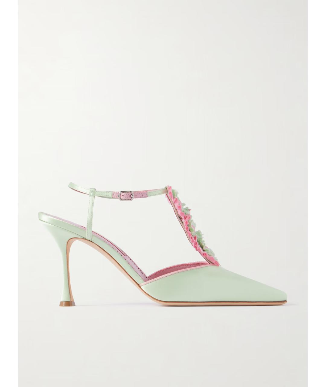 MANOLO BLAHNIK Зеленые текстильные туфли, фото 5