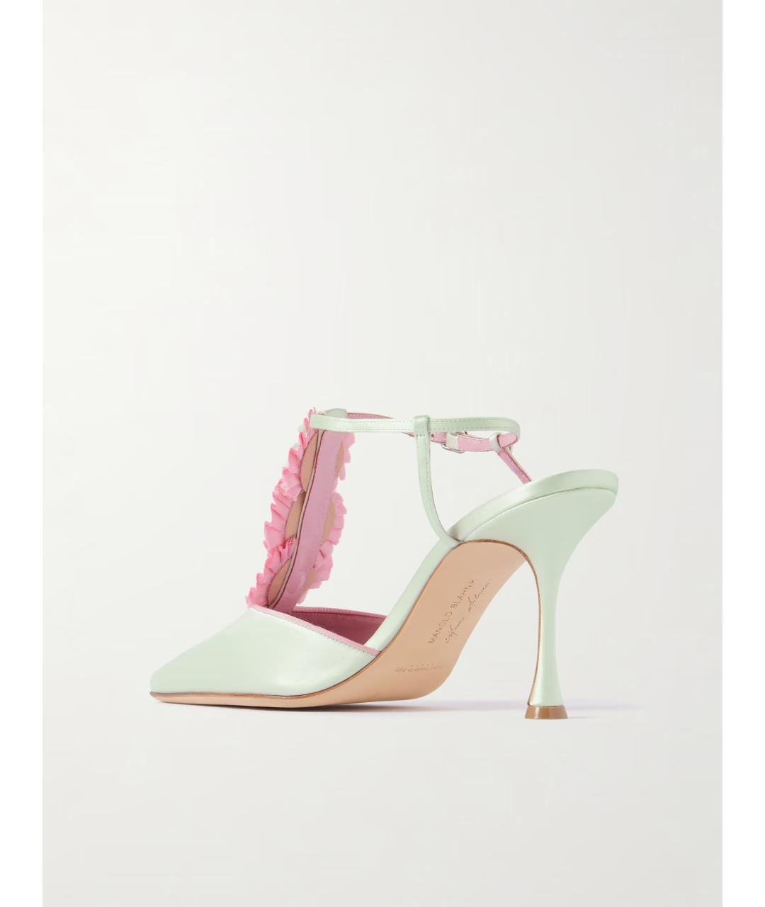 MANOLO BLAHNIK Зеленые текстильные туфли, фото 3