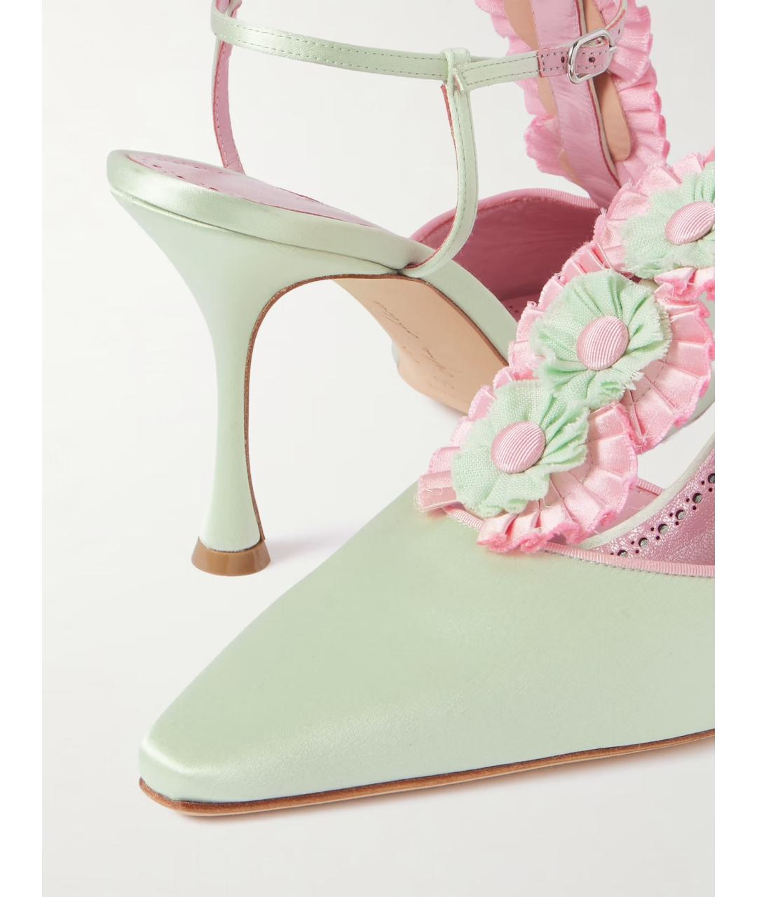 MANOLO BLAHNIK Зеленые текстильные туфли, фото 4