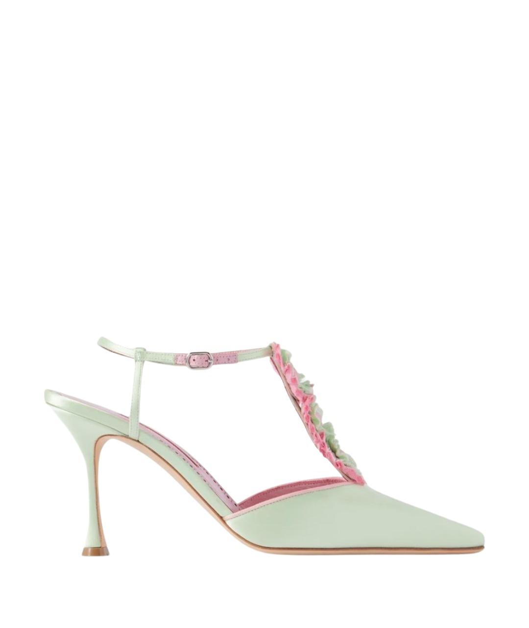 MANOLO BLAHNIK Зеленые текстильные туфли, фото 1