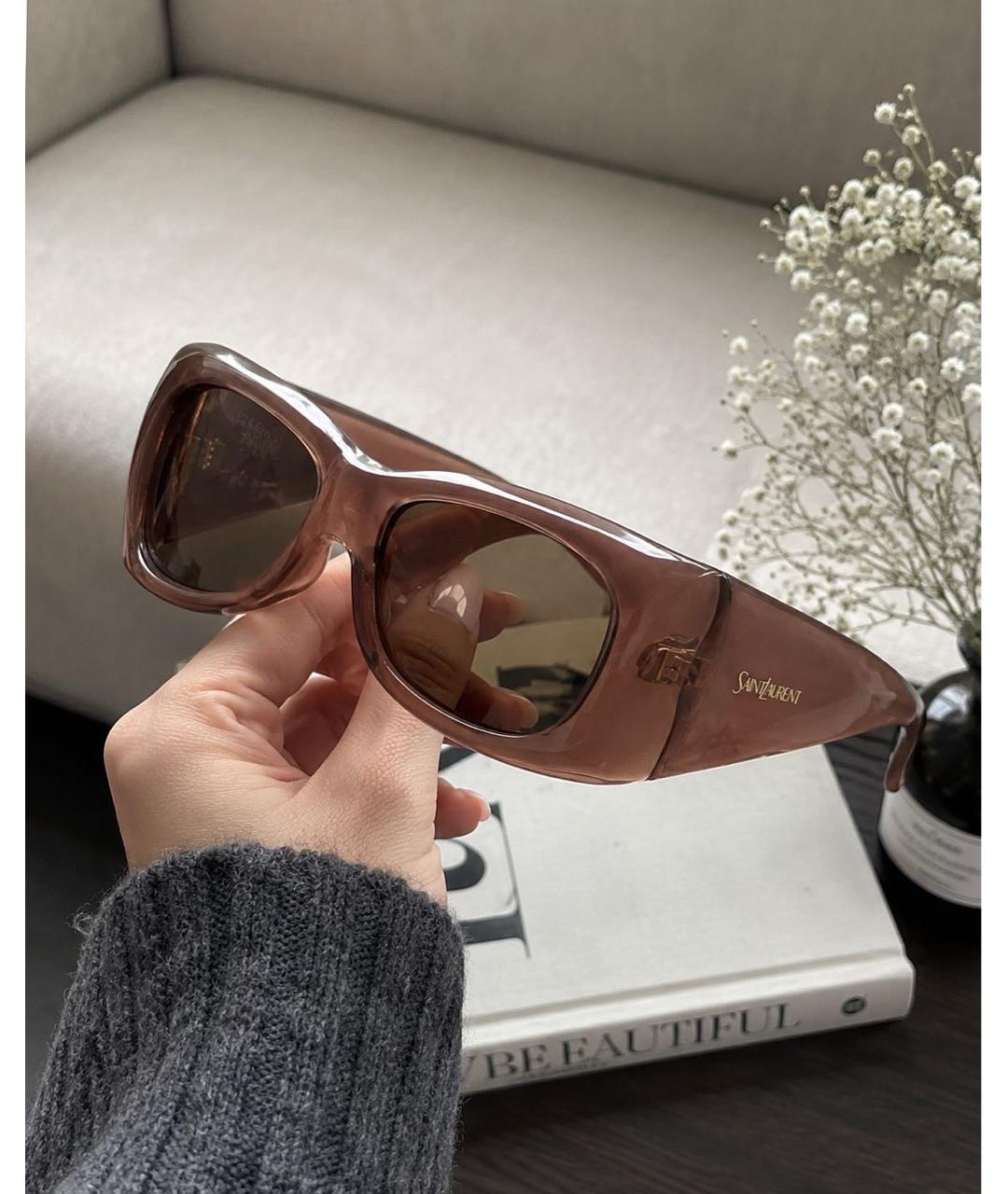 SAINT LAURENT Розовые пластиковые солнцезащитные очки, фото 5