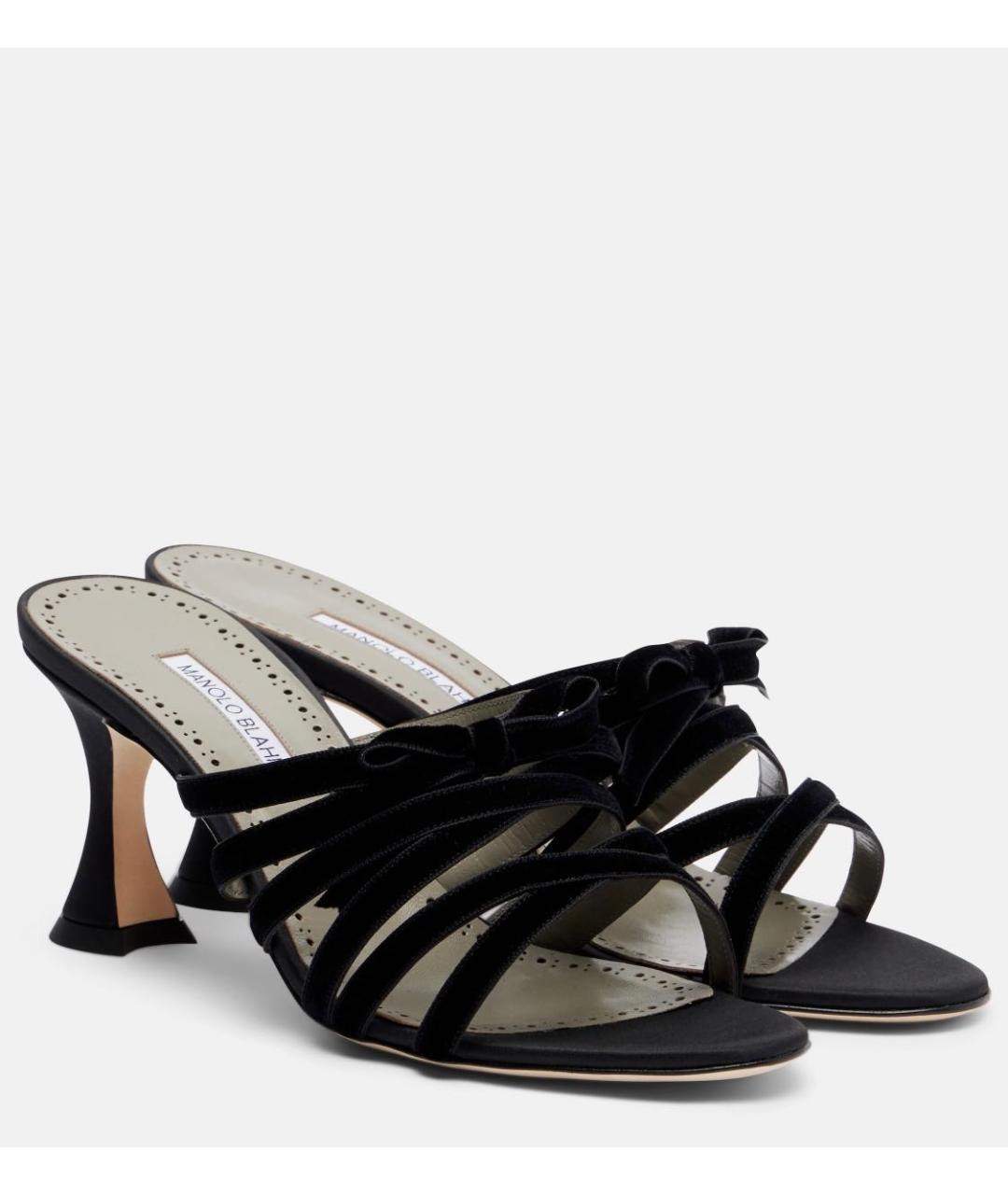 MANOLO BLAHNIK Черные бархатные мюли, фото 7